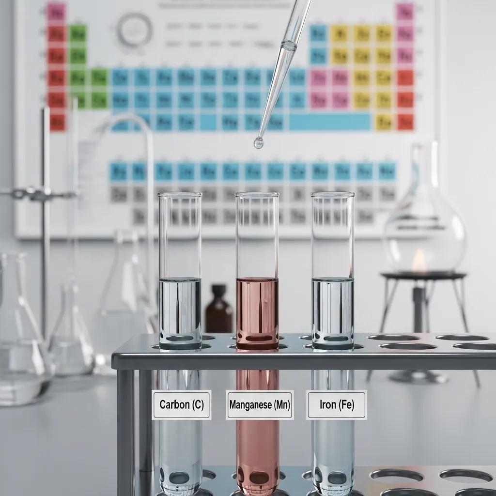 Lab analysis illustrating EN15 chemical elements and composition ranges