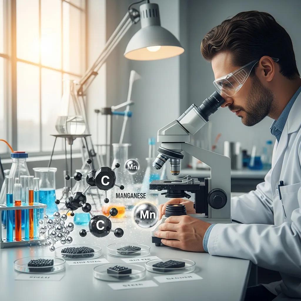 Laboratory inspection of C20 steel samples focusing on elemental analysis
