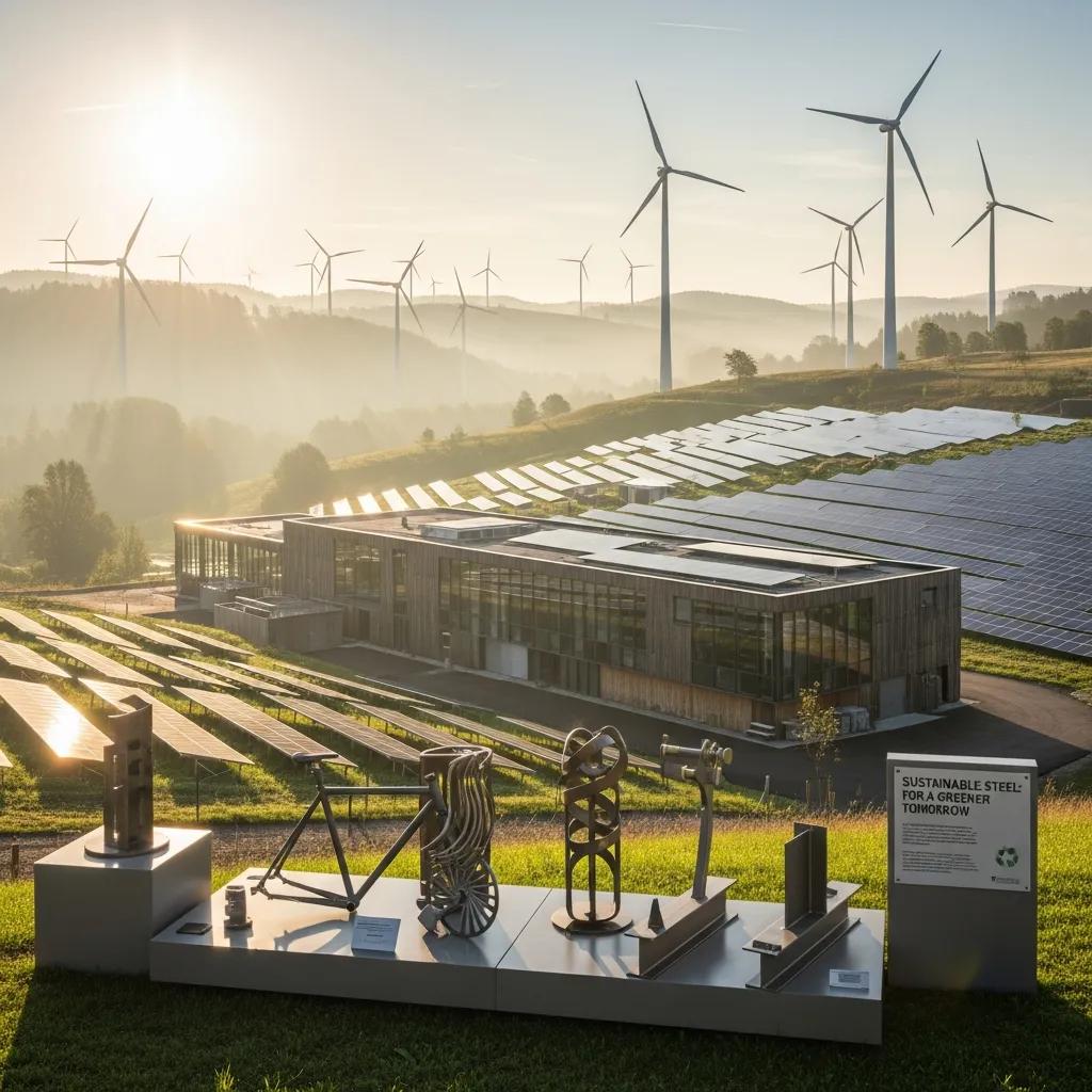 Manufacturing facility using recycled steel and renewable energy, illustrating sustainable steel sourcing