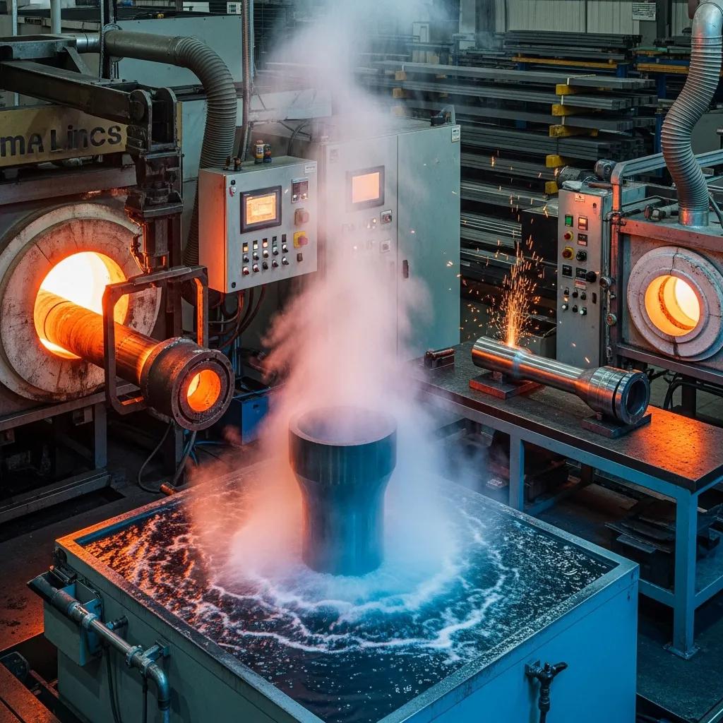 Diagram showing heat treatment process types for carbon and alloy steels