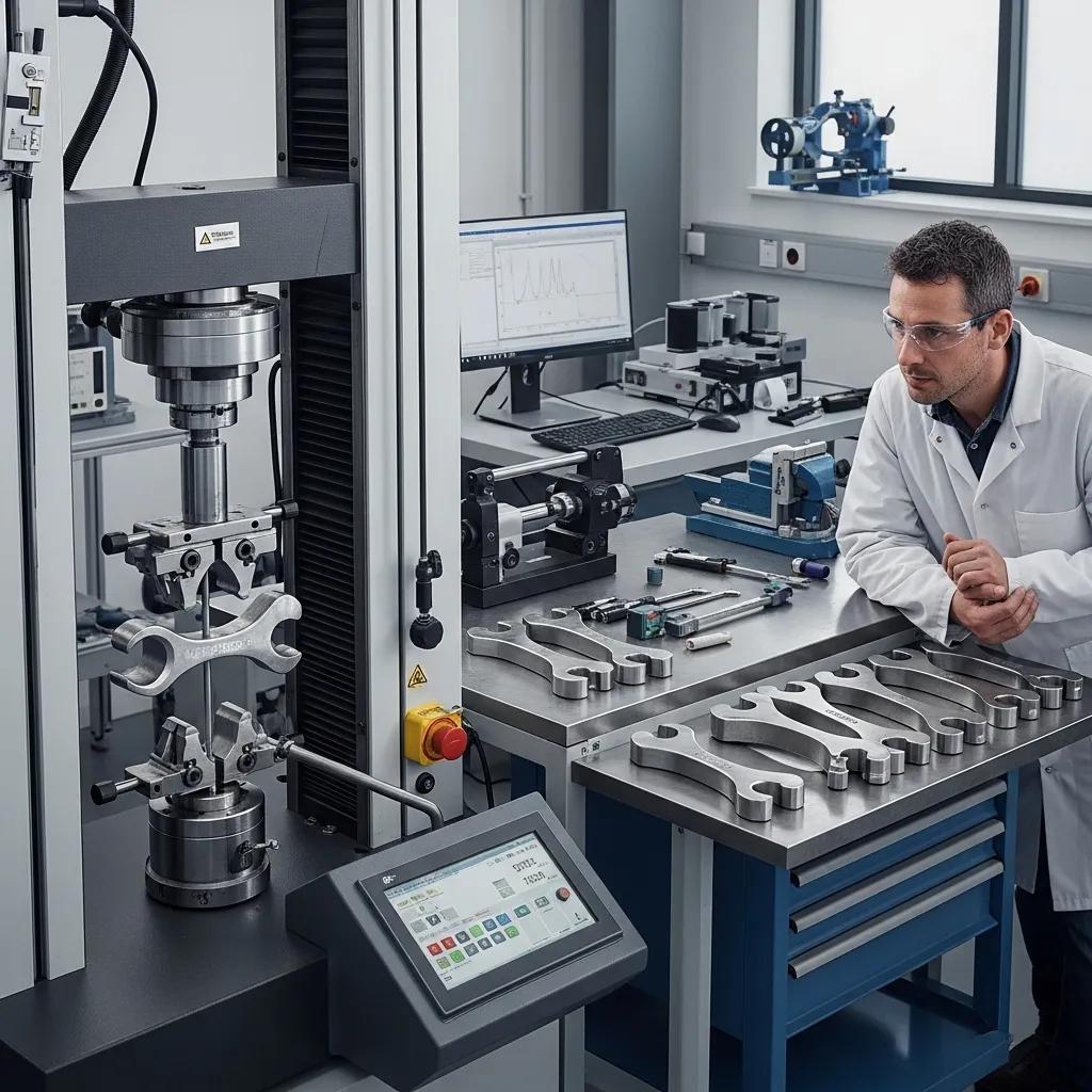 Laboratory tensile testing of 20MnCr5 samples illustrating mechanical performance