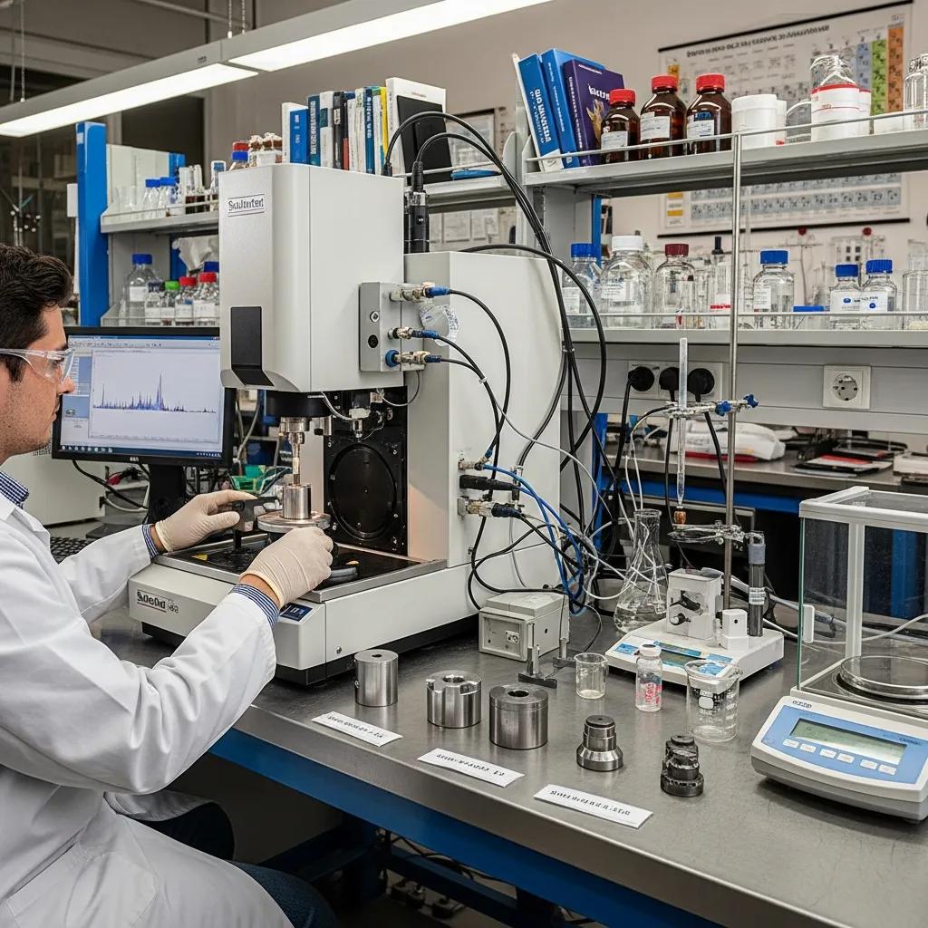 Laboratory analysis of IS 2062 E250 steel samples to verify chemical composition